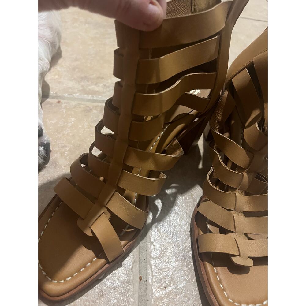 Sofft‎ Womens Size 10 Gladiator Cage Strappy Sandals Brown Block Heel Zip - Picture 4 of 9